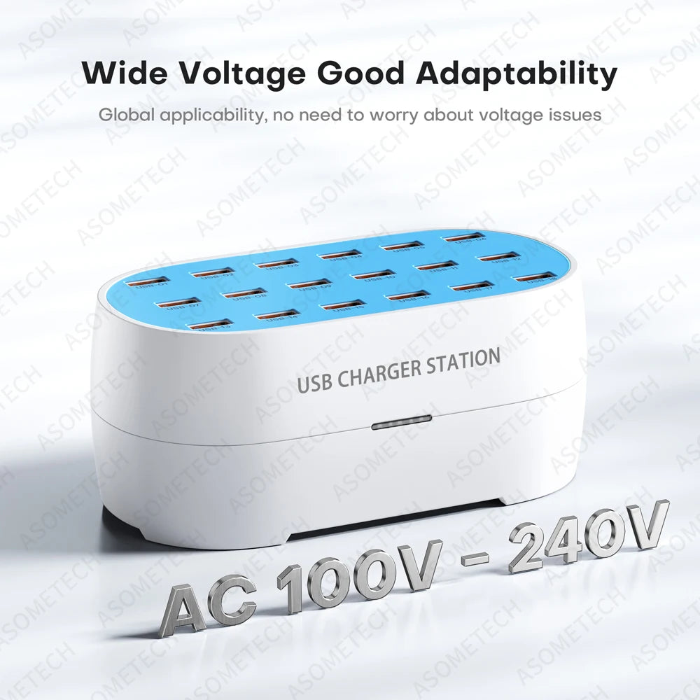 12/18/24/30-Ports 120w Multi USB Charger USB Desktop Charging Station  for IPhone Samsung Xiaomi Home Office Mobile Phone Tablet