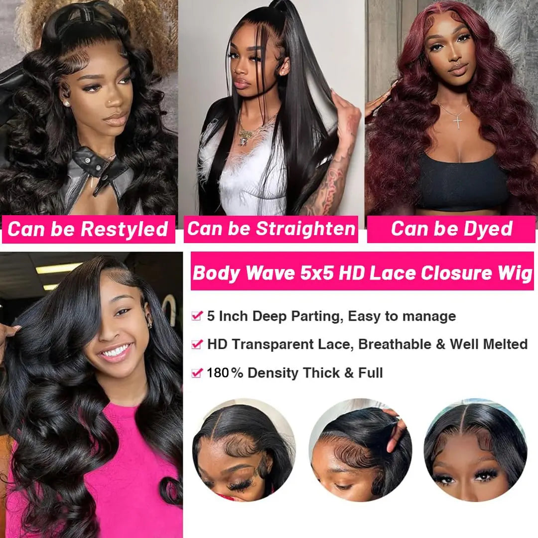 32 34 Inch Body Wave 6x4 5x5 Wear And Go Glueless Wig Human Hair Transparent Lace Closure Wigs For Black Women On Sale