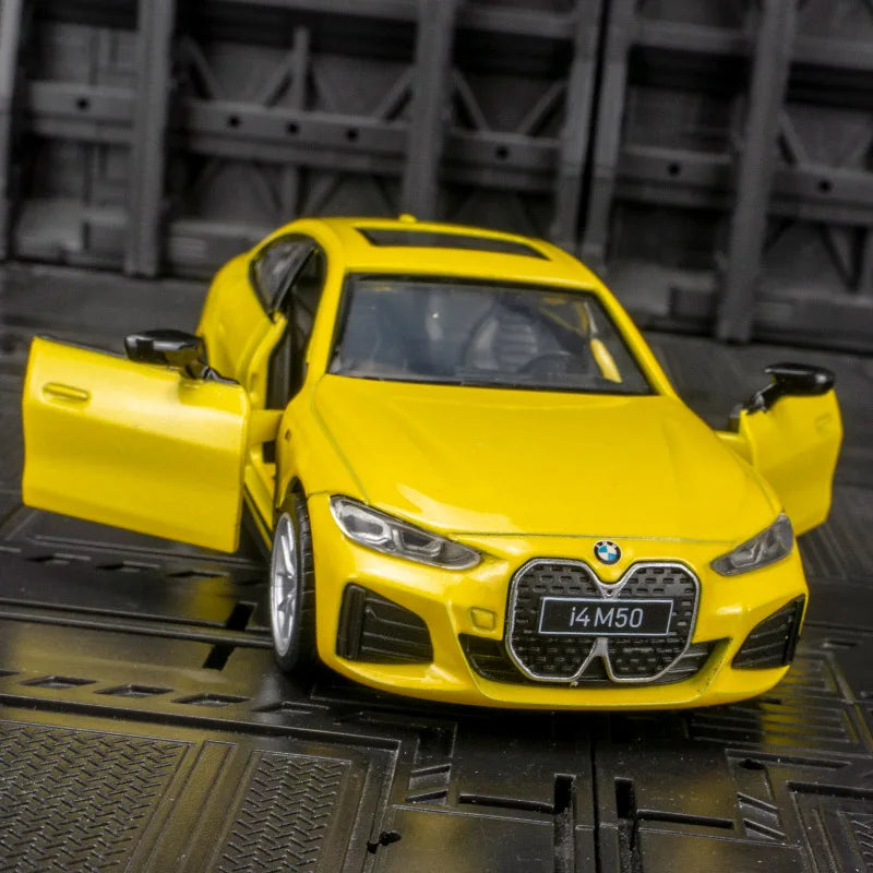 1:34 BMW i4 M50 Coupe Alloy New Energy Car Model Diecast Metal Toy Sports Vehicle Car Model Simulation Yellow - IHavePaws