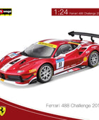 Bburago 1:24 2017 Ferrari 488 Challenge Alloy Sports Car Model Diecast Metal Racing Car Vehicles Model Simulation Kids Toys Gift Red - IHavePaws