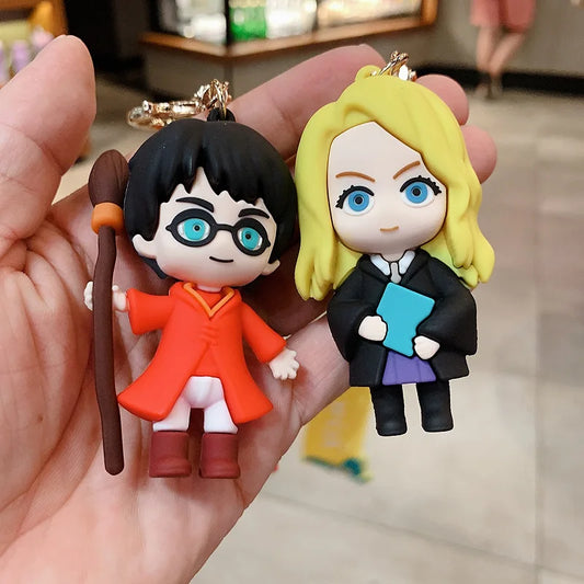 Cartoon Q-version Harry Potter Keychain Hermione Ron Anime Character Pendant Creative PVC Car Key Chain Ring Gift for Children - ihavepaws.com