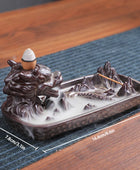 Backflow Incense Burner Ceramic Purple Sand Incense Stove Zen Buddhist Hand Incense Stick Holder Home Office Decoration Ornament A - IHavePaws