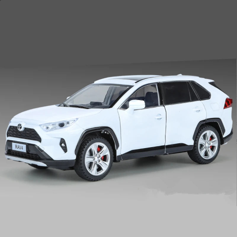 1:24 Toyota RAV4 SUV Alloy Car Model Diecasts Metal Off-road Vehicles Car Model High Simulation Sound and Light Kids Toys Gifts White - IHavePaws