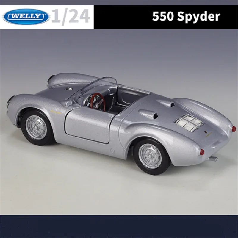 WELLY 1:24 Porsche 550 Spyder Alloy Classic Car Model Diecast Metal Toy Vehicles Car Model Simulation Collection Childrens Gifts - IHavePaws