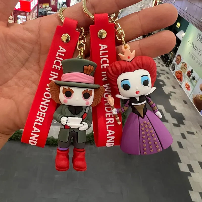 Alice in Wonderland Keychains Anime Alice Mad Hatter Red Queen Princess Key Ring Birthday Christmas Gift Jewelry - ihavepaws.com