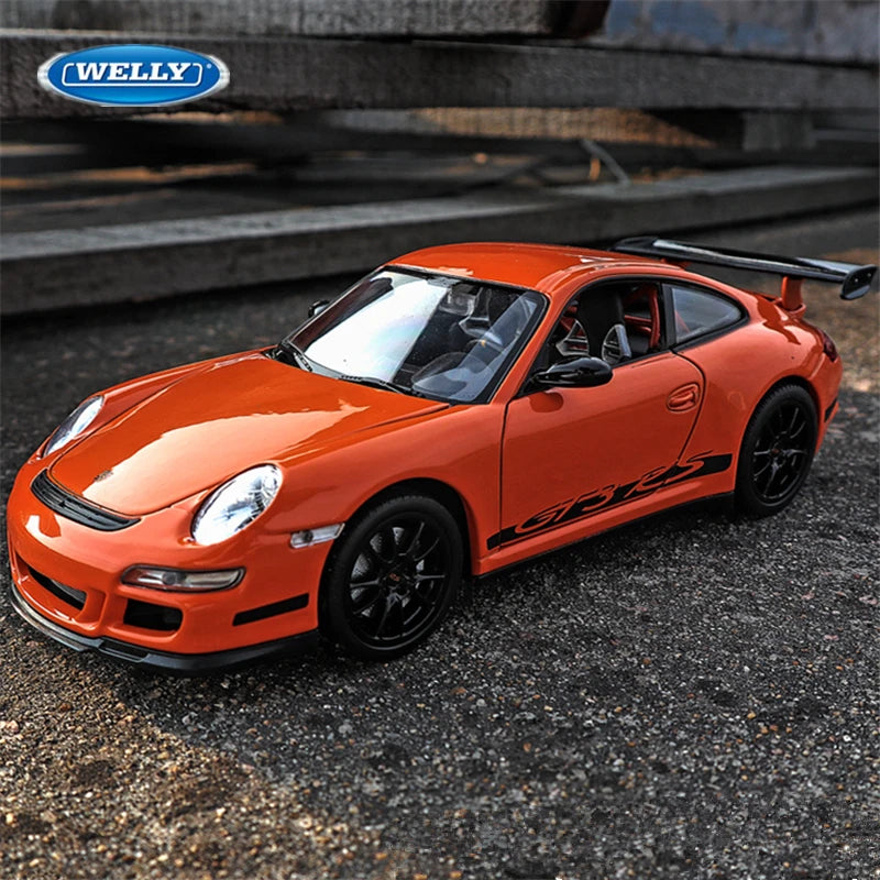 Welly 1:24 Porsche 911 GT3 RS Alloy Sports Car Model Diecast Metal Toy Track Race Car Model Simulation Collection Kids Toys Gift Orange - IHavePaws