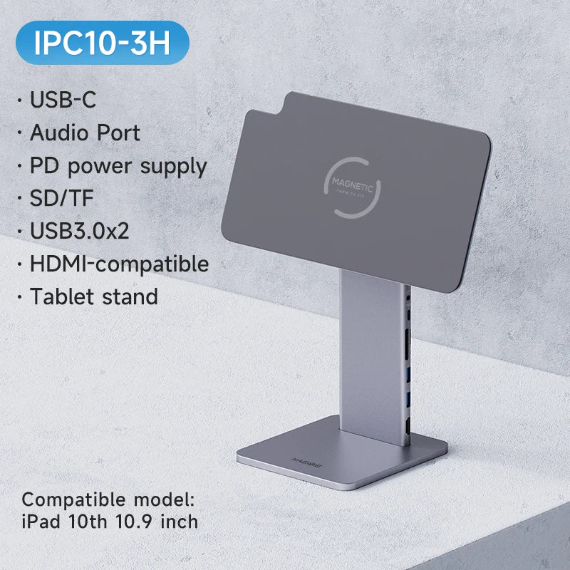 Hagibis Adjustable Magnetic Stand for iPad Pro 12.9 3rd/4th/5th/6th 11 Air 10th Tablet Holder 10.9 Rotation bracket USB C Hub 10.9 10th -stand hub - IHavePaws