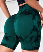 New Seamless Tie Dye Push Up Yoga Shorts For Women High Waist Summer Fitness Workout Running Cycling Sports Gym Shorts Mujer Green / M - ihavepaws.com