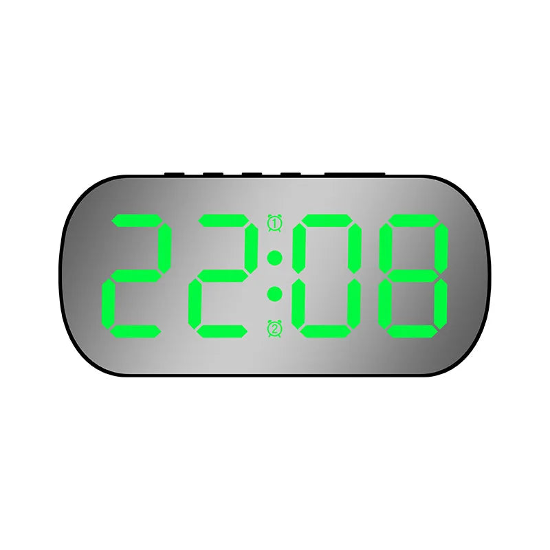 Digital Alarm Clock Desktop Table Clock Temperature Calendar LED Display Black Green Light - IHavePaws