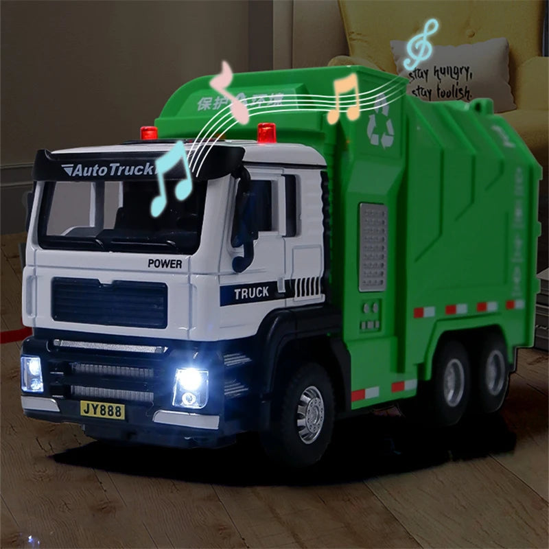 New 1/32 City Garbage Truck Car Model Diecasts Metal Garbage Sorting Sanitation Vehicle Car Model Sound and Light Kids Toys Gift - IHavePaws