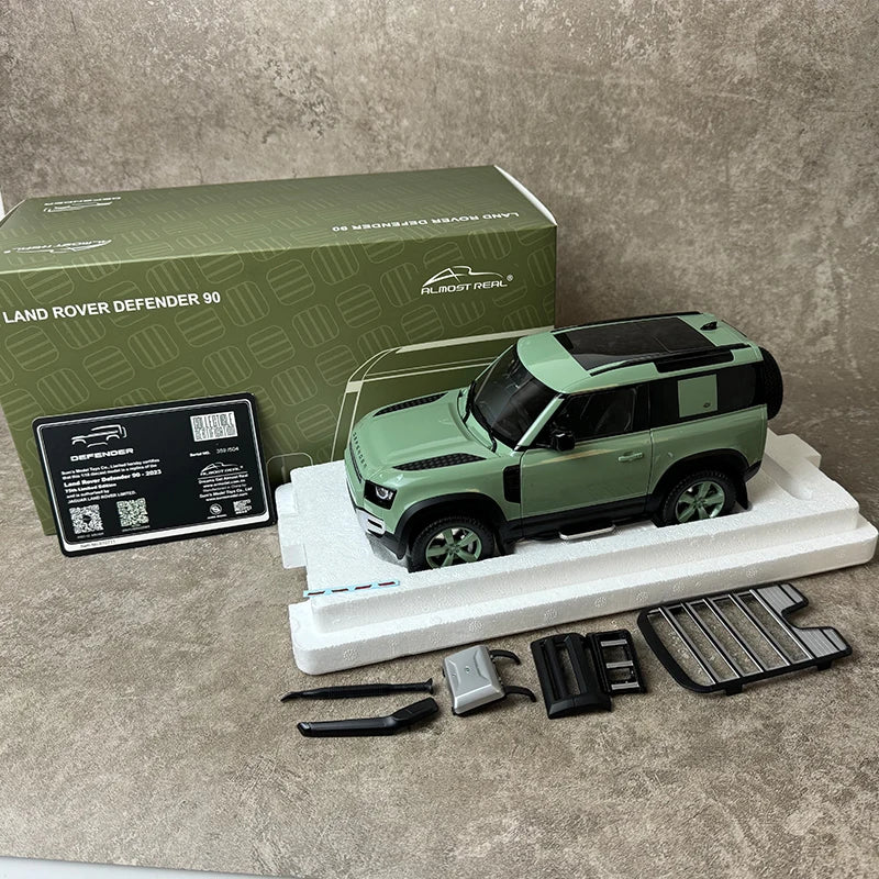 Almost Real AR 1/18 Land Rover Defender 90 (110) 2023 75th Anniversary Edition SUV Car model metal Static ornament 90 Green - IHavePaws