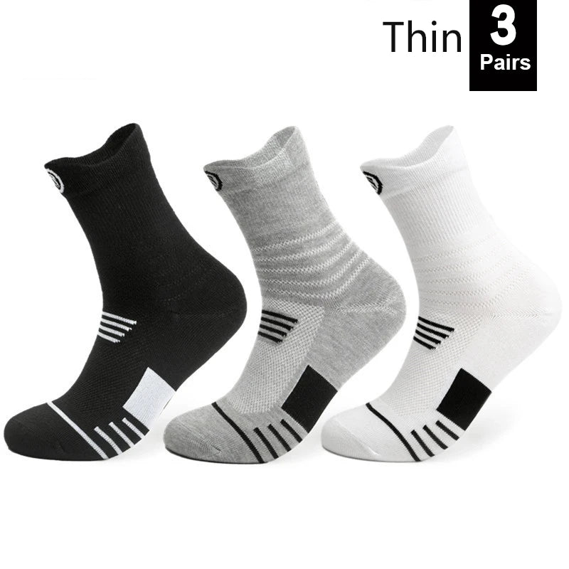 1/3pairs/Lot Men's Socks Compression Stockings Breathable Basketball Sports Cycling running Towel Socks High Elastic Tube Socks Thin Mix Short3pairs / EU 39-45 - IHavePaws
