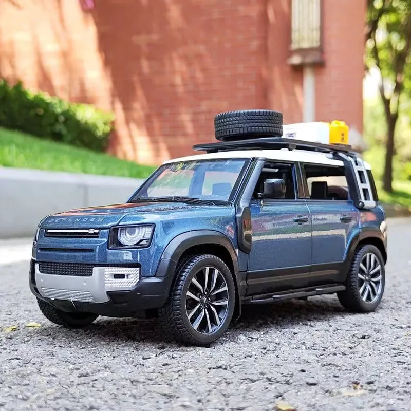 1/24 Range Rover Defender Alloy Car Model Diecast Metal Toy Off-road Vehicles Model Simulation Sound Light Collection Kids Gifts Blue B - IHavePaws