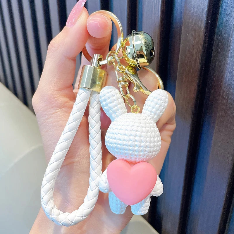 Resin Love Rabbit Keychain Pendant Cute Luggage Accessories Women's Keychain Ring Accessories Couple Gifts Gifts for Girlfriends WHITE - ihavepaws.com