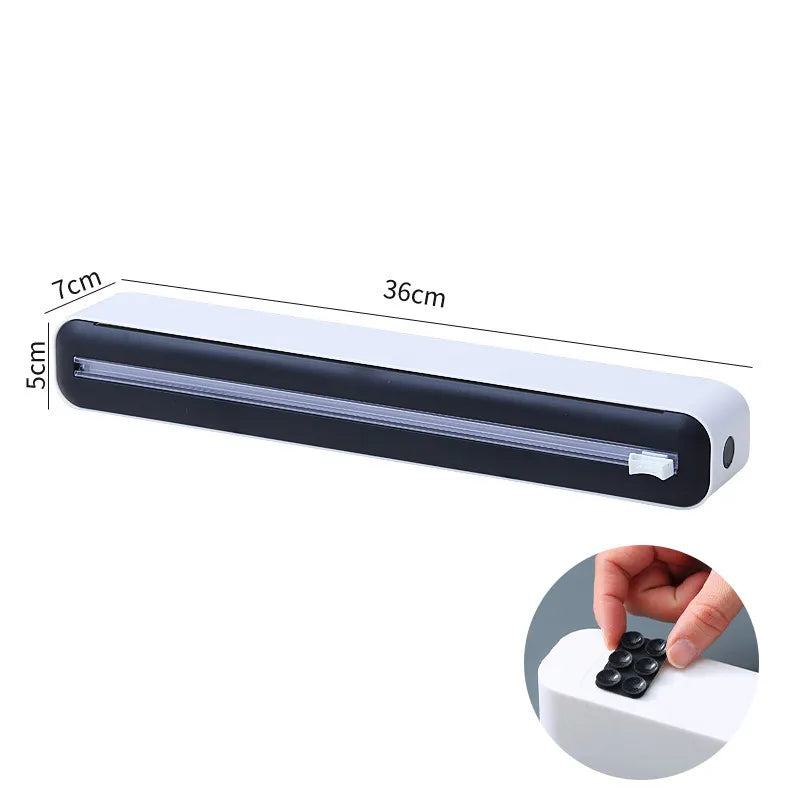 2 In 1 Food Film Dispenser Magnetic Wrap With Cutter Black - IHavePaws