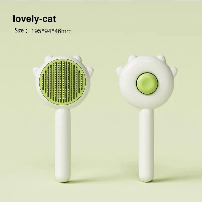 Pet Comb One-Key Hair Removal Cleaning Brush Green - ihavepaws.com
