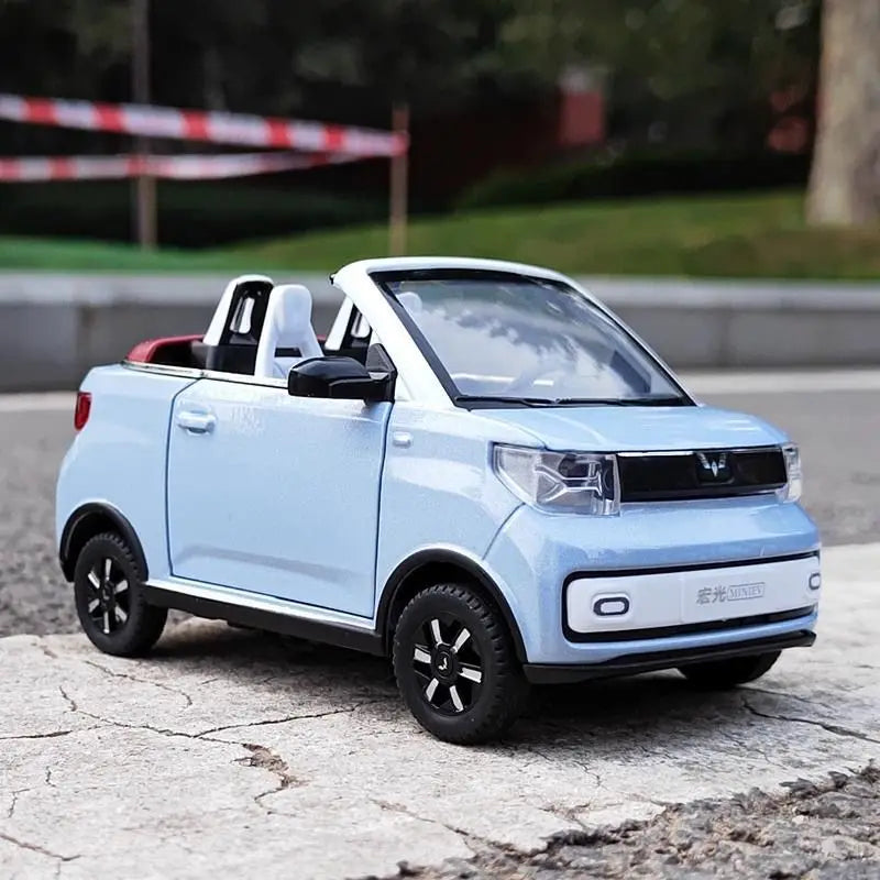 1:24 Wuling MINI EV Alloy New Energy Car Model Diecasts Metal Toy Vehicles Car Model High Simulation Sound and Light Kids Gifts Blue - IHavePaws