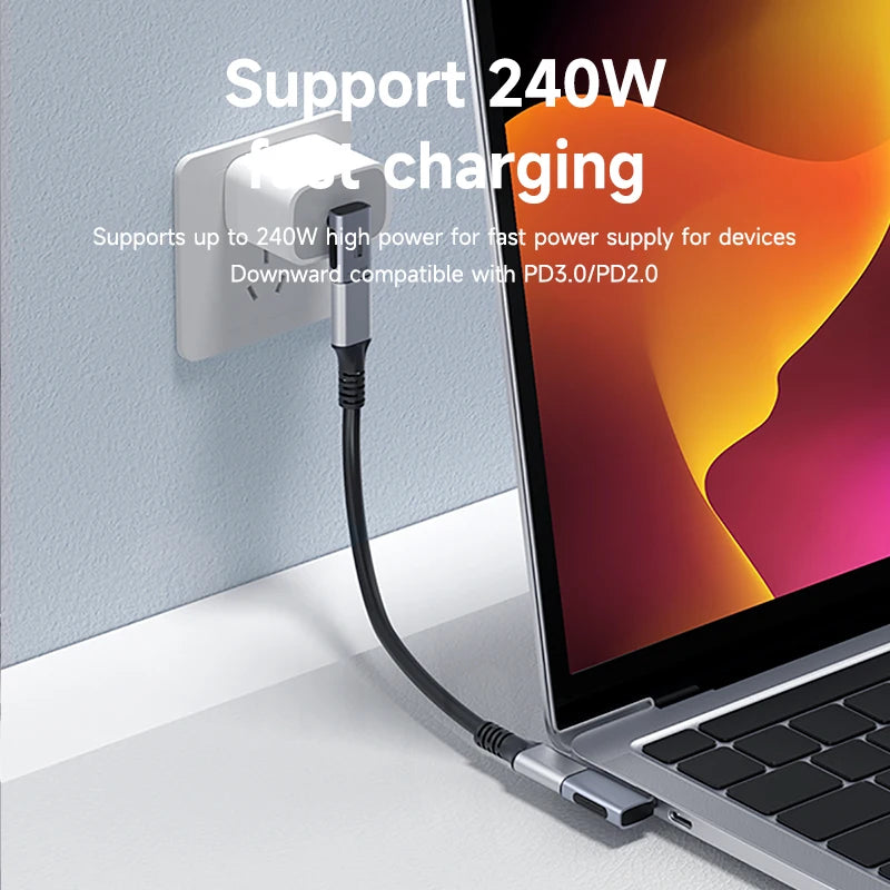Hagibis 240W USB C to C Adapter 40Gbps 8K 60Hz 90 Degree Converter USB4 Adapter for Thunderbolt 4/3 MacBook iPhone 15 Pro Tablet - IHavePaws