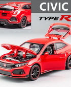 1:32 HONDA CIVIC TYPE-R Alloy Sports Car Model Diecast Metal Toy Vehicles Car Model Sound and Light Collection Children Toy Gift Red B - IHavePaws