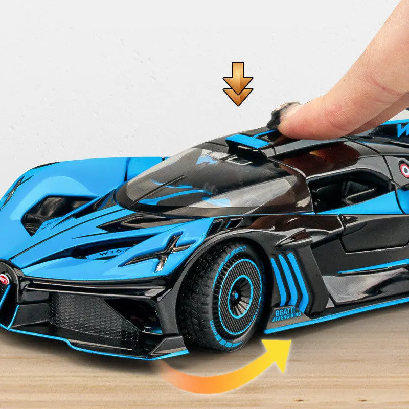 1:24 Bugatti Bolide Alloy Sports Car Model Diecasts & Toy Vehicles Metal Concept Car Model Simulation Sound Light Kids Toy Gift - IHavePaws