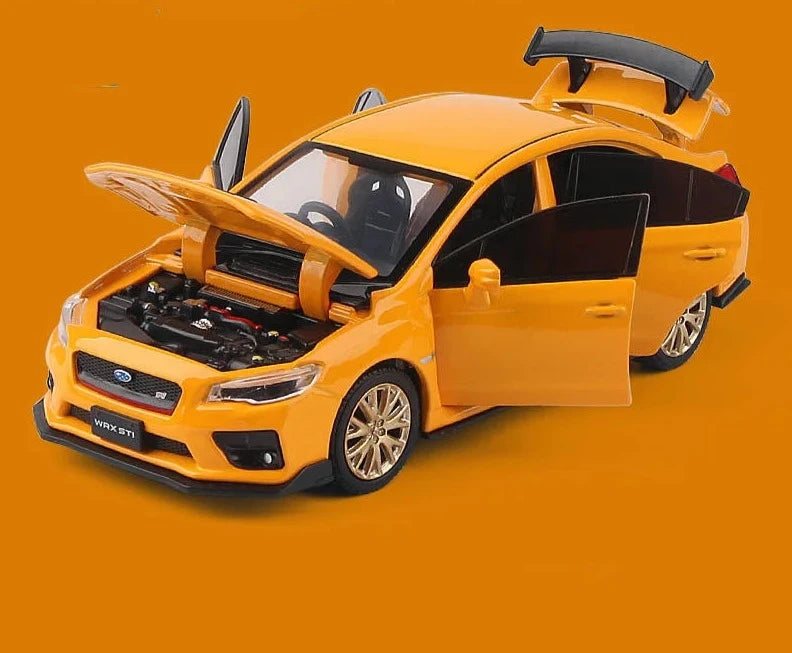 1/32 Subaru WRX STI Alloy Sports Car Model Diecast Simulation Metal Toy Car Model Sound and Light Collection Childrens Toy Gift Yellow - IHavePaws