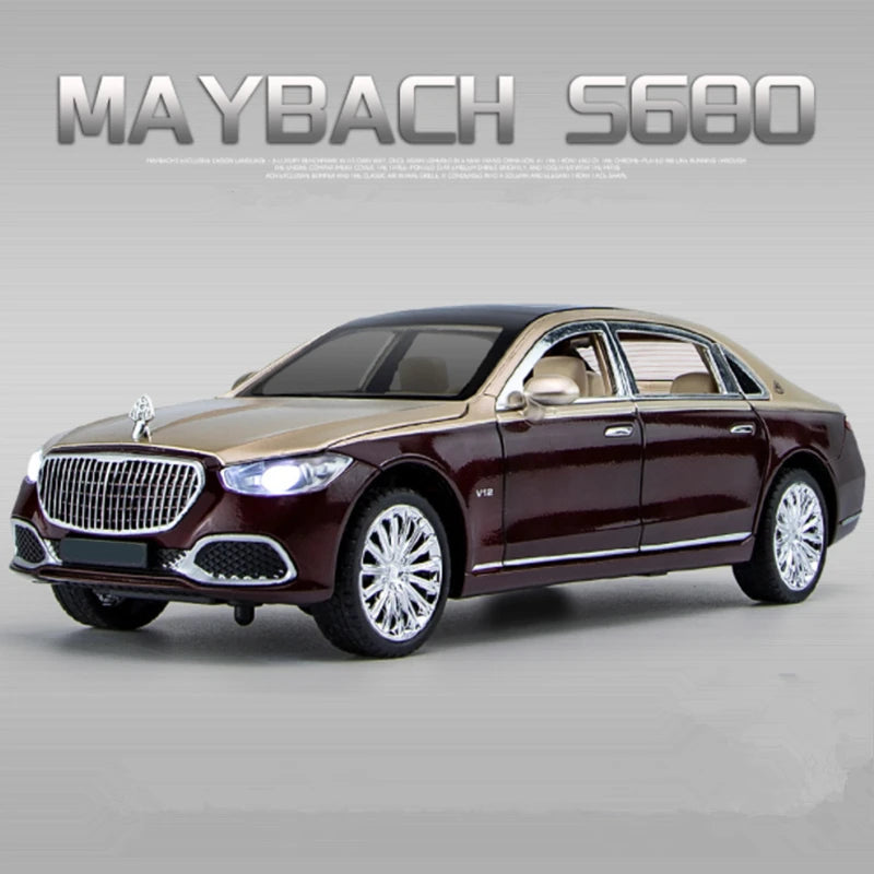 1:22 Maybach S400 Alloy Luxy Car Model Diecasts Metal Metal Toy Vehicles Car Model High Simulation Sound and Light Kids Toy Gift S680 Red - IHavePaws