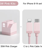 Hagibis 35W GaN USB C Charger Creative Fast Charger 20W QC 3.0 PD 3.0 For iPhone 15 14 13 Pro Max iPad Pro Macbook Air Samsung 35W Pink and C to L - IHavePaws