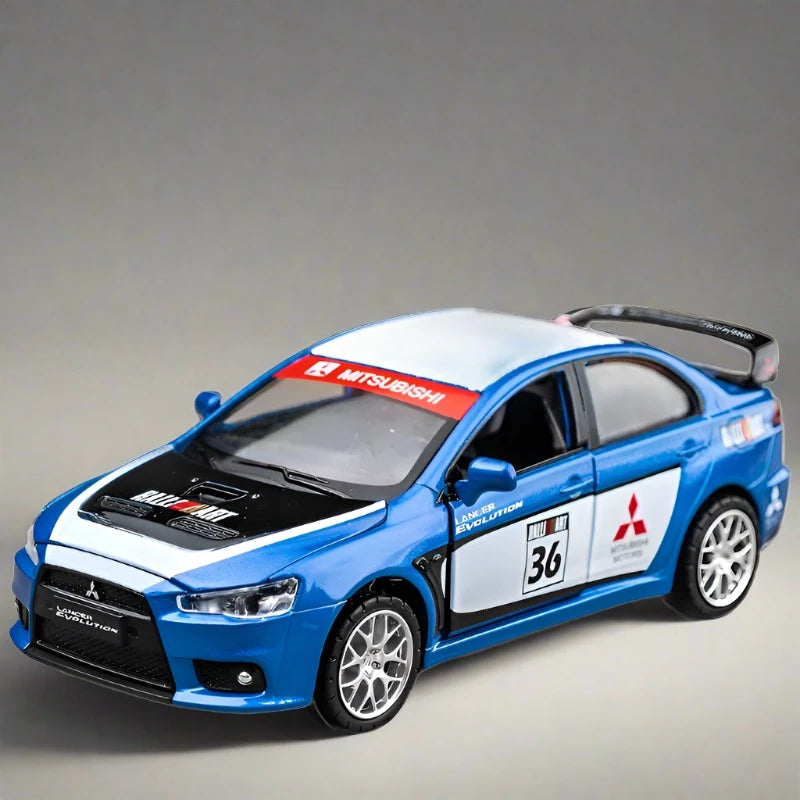 1:32 Mitsubishi Lancer Evo X 10 Alloy Car Model Diecast Metal Toy Car Scale Model Simulation Sound and Light Collection Blue Racing - IHavePaws