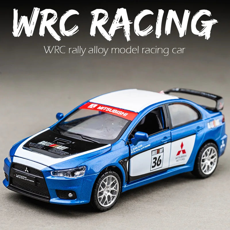 1:32 Mitsubishis Lancer Evo X 10 Alloy Car Model Diecast Metal Toy Vehicle Car Model Simulation Sound Light Collection Kids Gift Racing Blue - IHavePaws
