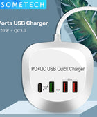 4 Ports Quick Charge USB Charger HUB Adapter Portable Travel Tablet Phone Charger Fast Charging PD Charger For iPhone 12 Samsung