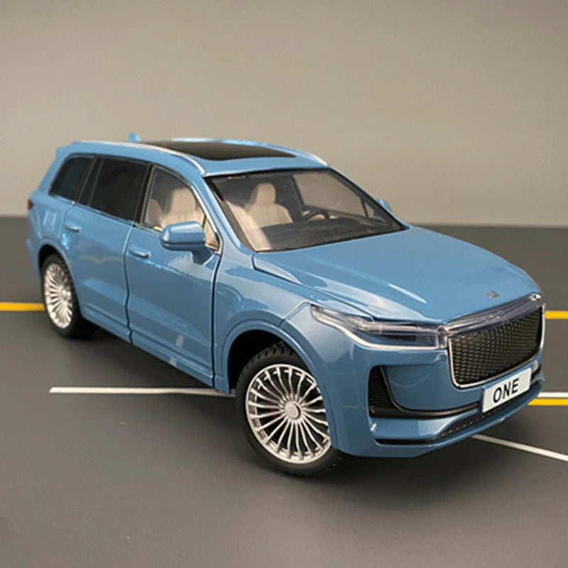 1:24 LEADING IDEAL ONE SUV Alloy New Energy Car Model Diecast Metal Toy Vehicles Car Model High Simulation Sound Light Kids Gift Blue - IHavePaws