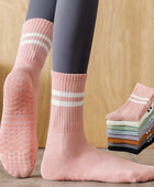 2024 Yoga Non-slip socks Silicone Indoor Women Professional Fitness Socks gym Floor Dance Pilates Mid-tube Bottom Sports Socks - IHavePaws