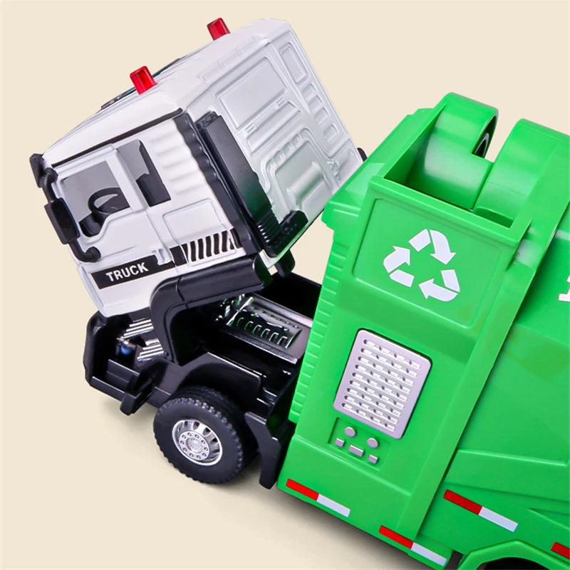 New 1/32 City Garbage Truck Car Model Diecasts Metal Garbage Sorting Sanitation Vehicle Car Model Sound and Light Kids Toys Gift - IHavePaws