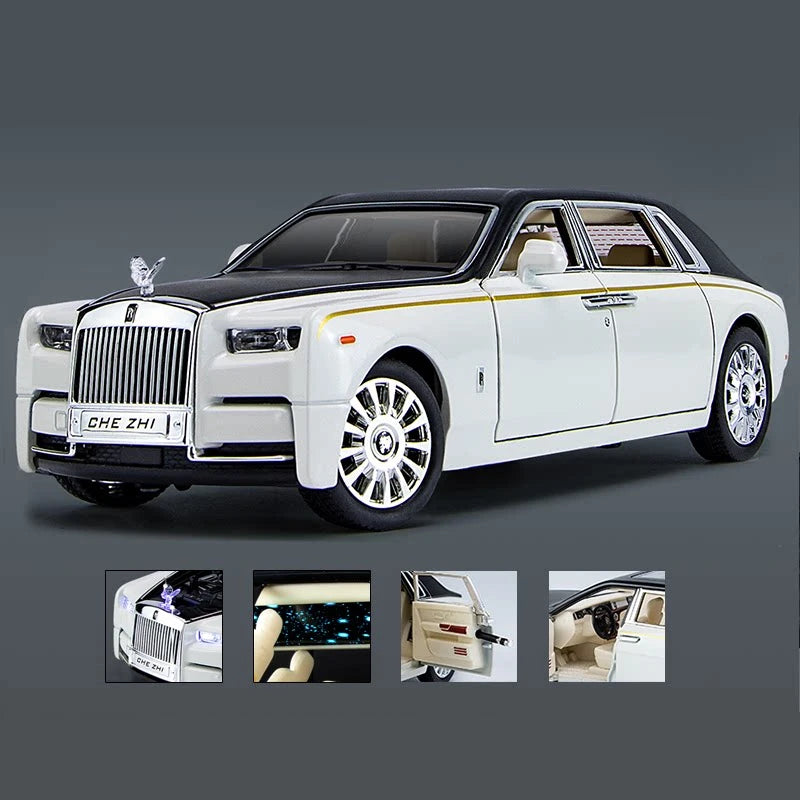 1:24 Rolls Royce Phantom Alloy Car Model Diecast Metal Toy Luxy Vehicles Car Model With Star Top Sound and Light Childrens Gifts White - IHavePaws