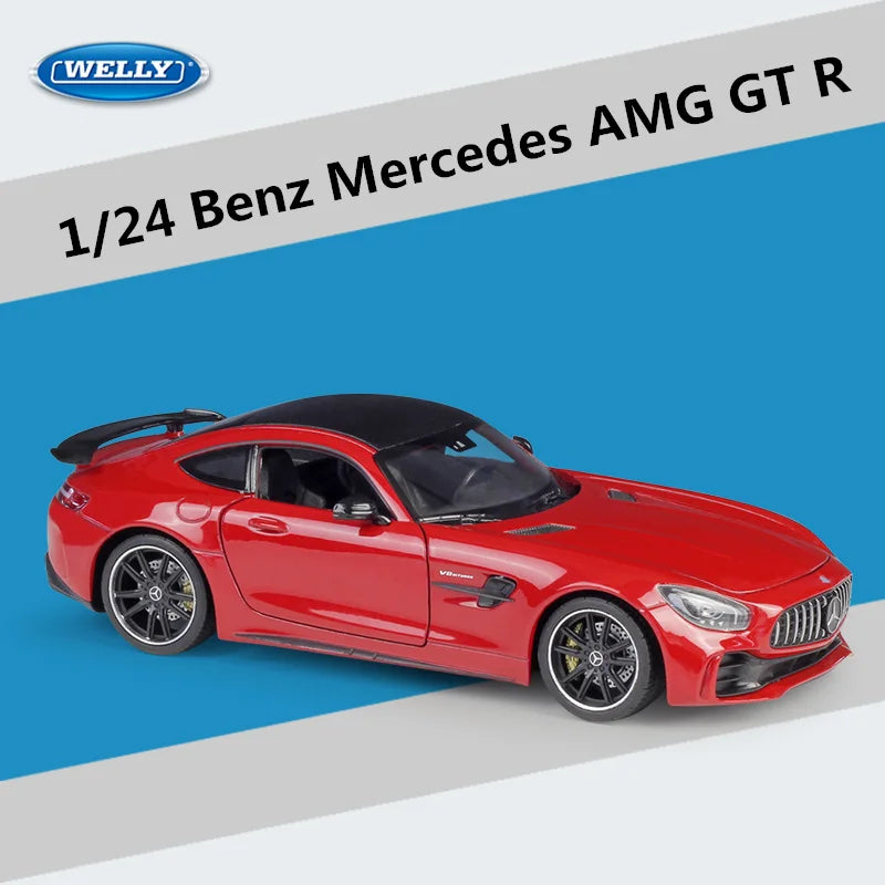 Welly 1:24 Mercedes Benz AMG GT R Alloy Sports Car Model Diecasts Metal Toy Racing Car Vehicles Model Simulation Childrens Gifts Red - IHavePaws