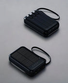 2024 New 30000mAh Solar Power Bank Built-in Four Data Cable Portable Mini External Battery Powerbank For Samsung iPhone Xiaomi Black 20000mAh - IHavePaws