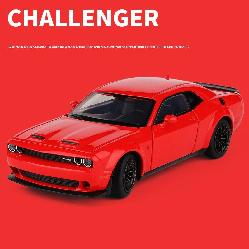 1:32 Dodge Challenger SRT Alloy Musle Car Model Diecasts Metal Toy Sports Car Model Simulation Sound Light Collection Kids Gifts Red - IHavePaws