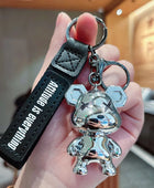 Creative Acrylic Electroplated Violent Bear Keychain Pendant Cartoon Animal Doll Car Key Chain Backpack Pendant Couple Gift Silver - ihavepaws.com