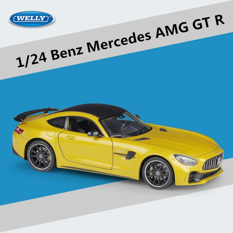 Welly 1:24 Mercedes Benz AMG GT R Alloy Sports Car Model Diecasts Metal Toy Racing Car Vehicles Model Simulation Childrens Gifts Yellow - IHavePaws