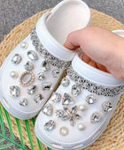 Luxury Designer Shoe Charm for Crocs DIY Transparent Rhinestone Pearl Chain Shoe Decoration Buckle for Croc Charms Accessories - IHavePaws