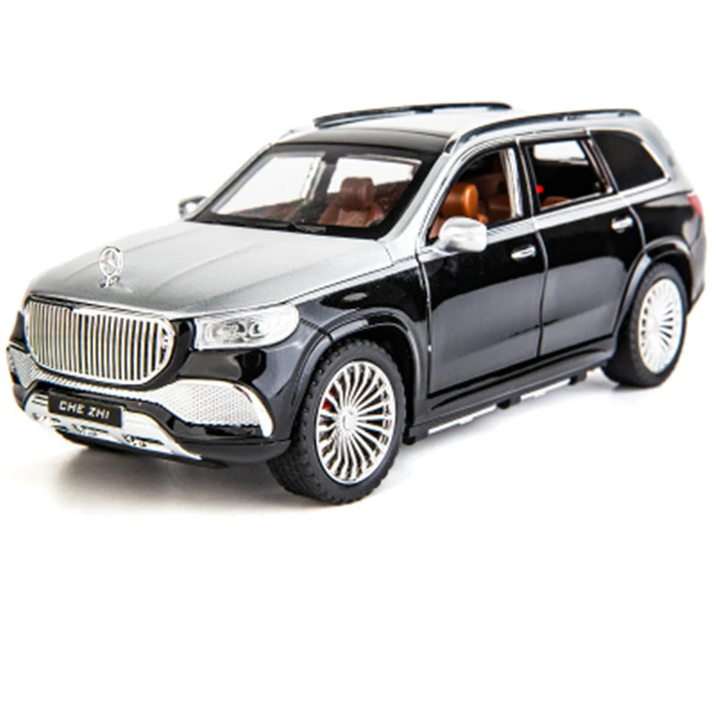 1/24 Maybach GLS-Class GLS600 SUV Alloy Car Model Diecasts Metal Toy Luxy Car Model Collection Sound Light Simulation Kids Gifts Black with silvery - IHavePaws