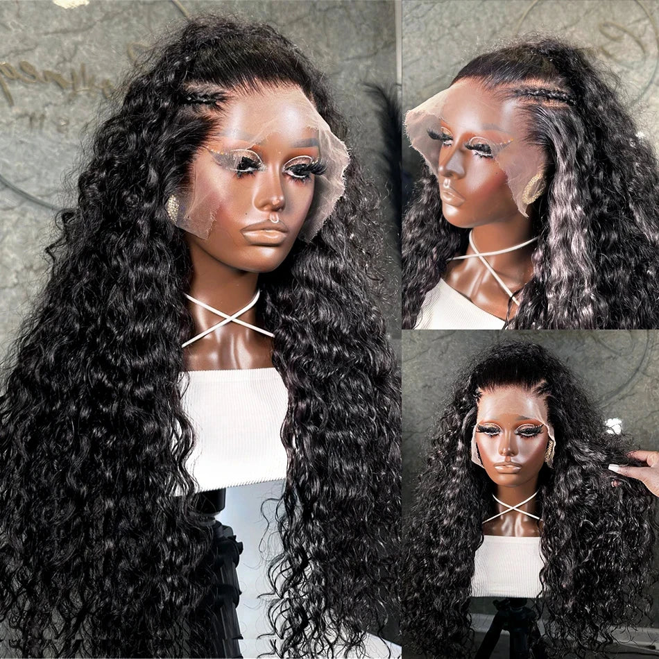 Deep Wave 13x6 Lace Frontal Wig 30 32 34 Inch Transparent 13x4 Water Wave Lace Frontal Human Hair Wigs For Women 4x4 Lace Wig