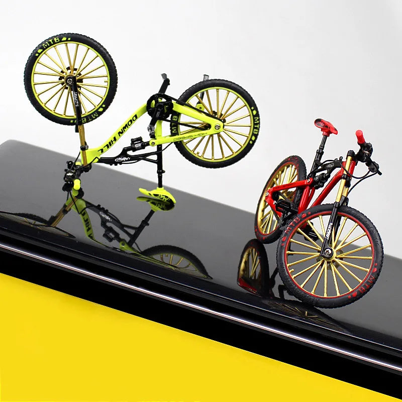 Mini 1:10 Model Alloy Bicycle Diecast Finger Mountain Simulation Metal Bend Road Bike Collection Children's Birthday Gift Toys