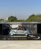 1/43 Classical Old Car Alloy Car Model Diecasts Metal Vehicles Retro Vintage Car Model High Simulation Collection Childrens Gift B Original box - IHavePaws