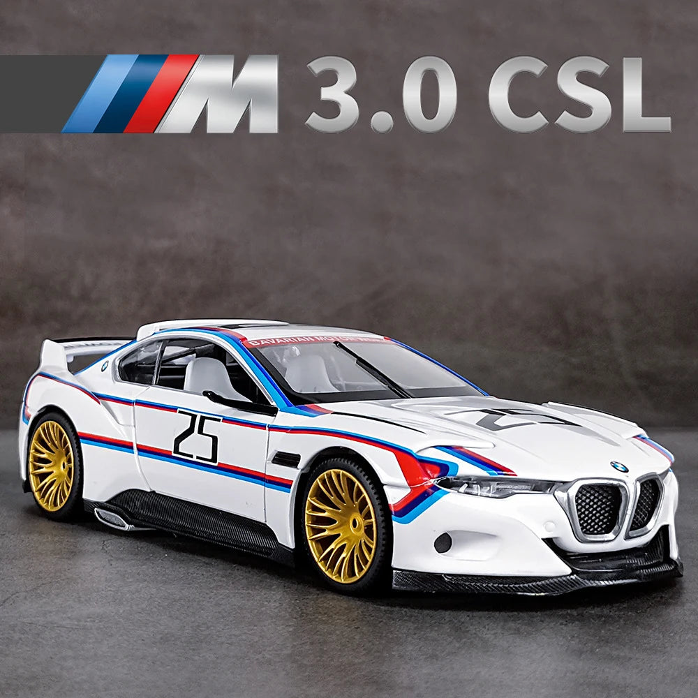 1:24 BMW CSL Alloy Track Racing Car Model Diecast Metal Toy Car Sports Model Simulation Sound and Light Collection Children Gift CSL - IHavePaws