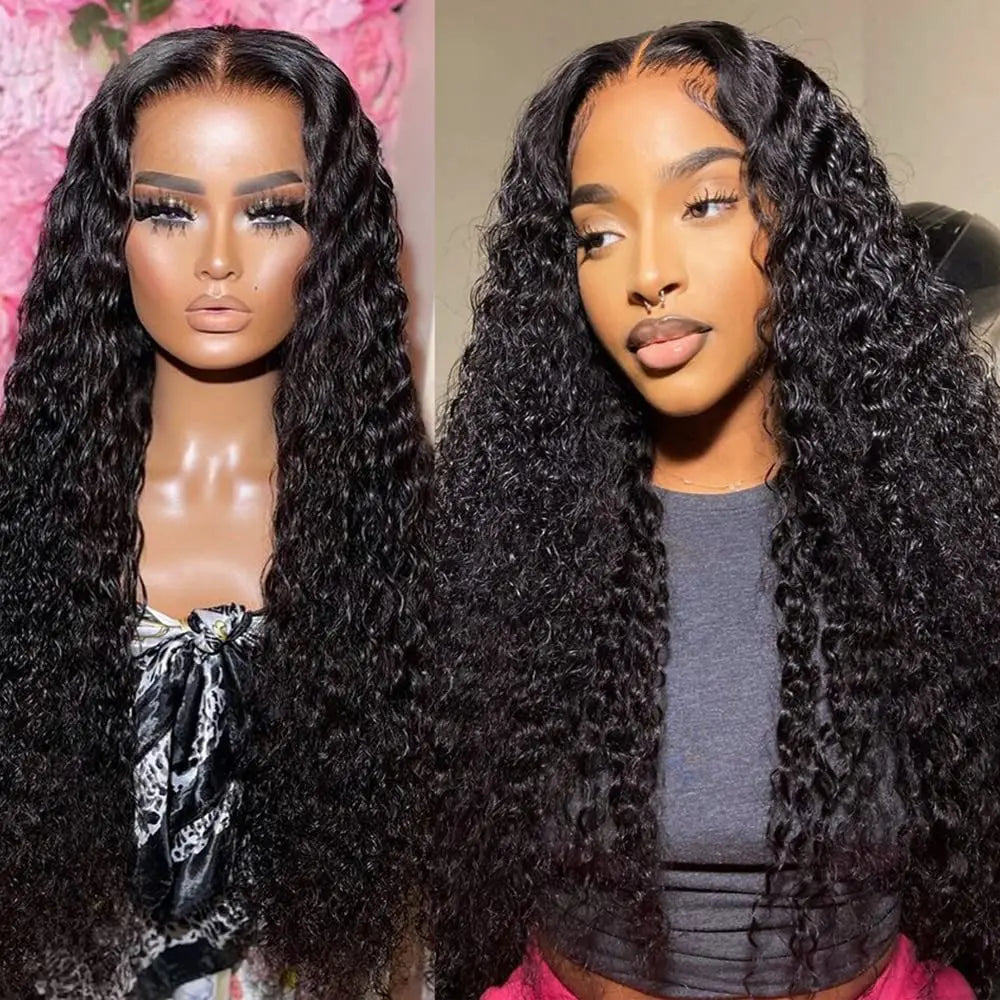 30 Inch Deep Wave Frontal Wig Human Hair 13x4 Curly Lace Front Wig Full Transparent Lace Water Wigs Body Wave Wigs 200 Density