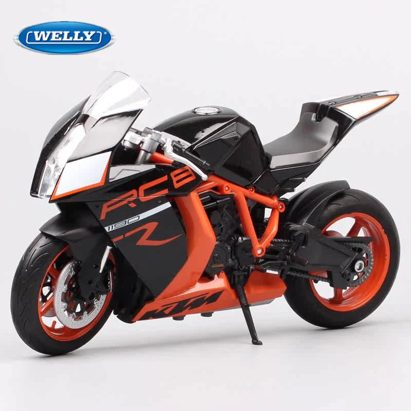 WELLY 1:10 KTM 1190 RC8 R Alloy Racing Motorcycle Model Metal Toy Street Cross-country Motorcycle Model Collection Kids Toy Gift