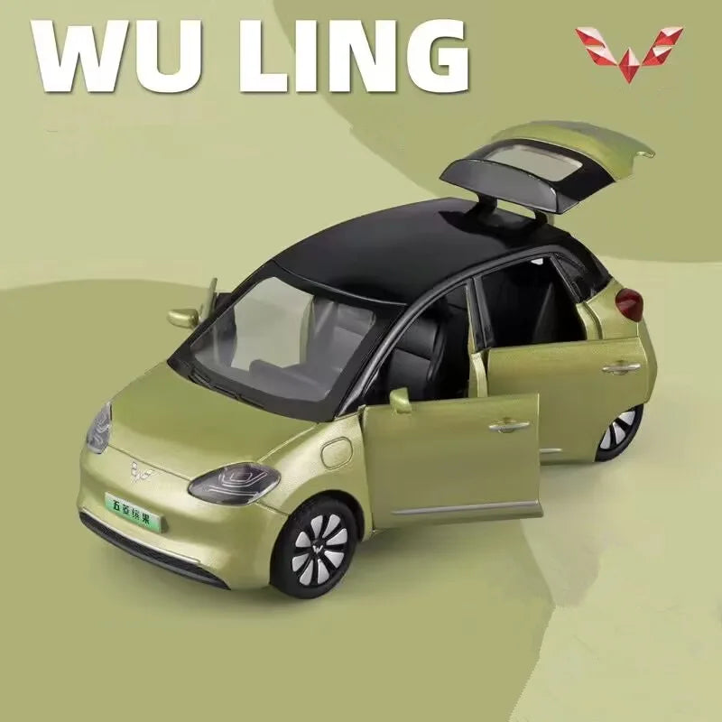 1:32 Wuling BINGO Alloy New Energy Car Model Diecast Metal Toy Mini Vehicles Car Model Simulation Sound and Light Childrens Gift Green - IHavePaws