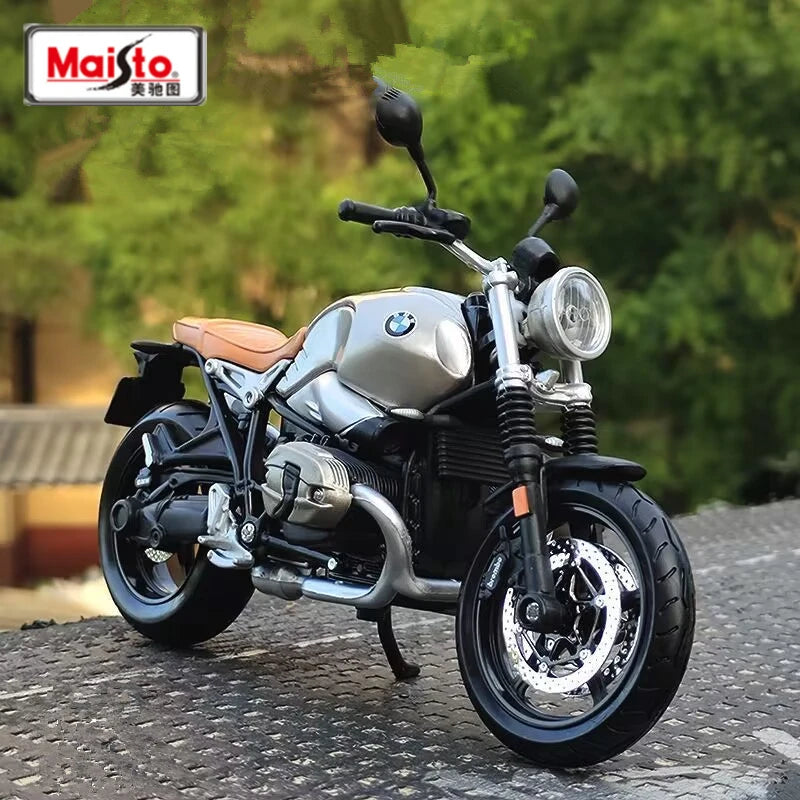 Maisto 1:12 BMW R Nine T Scrambler Alloy Racing Motorcycle Model Simulation Grey - IHavePaws