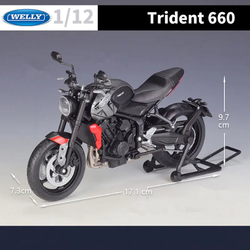 WELLY 1:12 2021 Triumph Trident 660 Alloy Racing Motorcycle Scale Model Simulation Diecast - IHavePaws